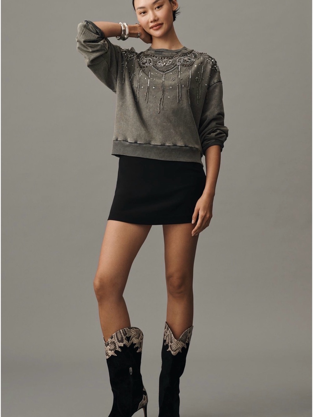 Anthropologie Pilcro Embellished Graphic Sweatshirt Size small - Picture 2 of 10